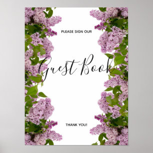 Poster Floral Roxo   Cartaz de Assinatura de Livro de Vis