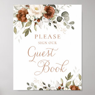 Poster Floral Rust Cream Greenery Casamento Sinal de Livr