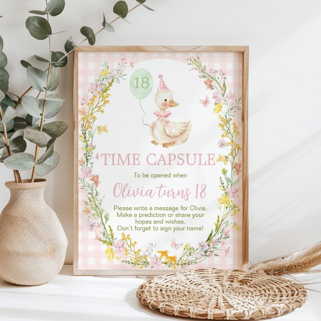 Poster Floral Silly Goose Birthday Time Capsule Sign (Criador carregado)