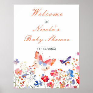 Poster Floral Summer Butterfly Chá de panela