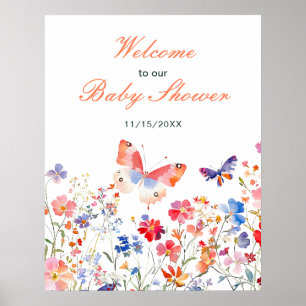 Poster Floral Summer Butterfly Chá de panela