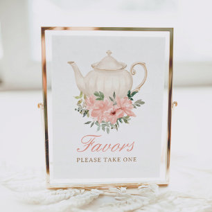 Poster Floral Tea Party Birthday Favorece Sinal
