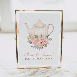 Poster Floral Tea Party Love is Sweet Sinal