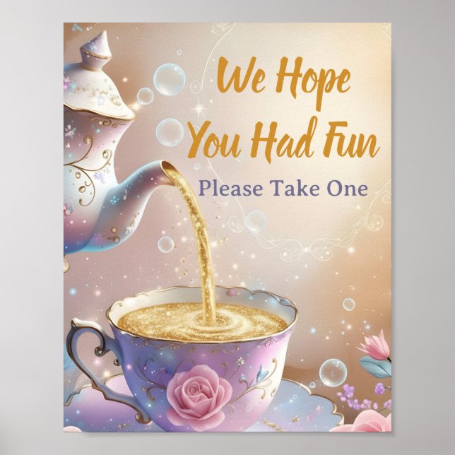 Poster Floral Teacup & Teapot - Pastel Elegant Tea Party (Frente)