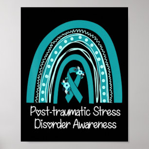 Poster Floral Teal Ribbon Rainbow Warrior Sensibilização