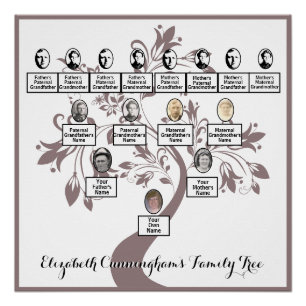 Póster Floral Tree Plum Silhouette Family Tree Photos