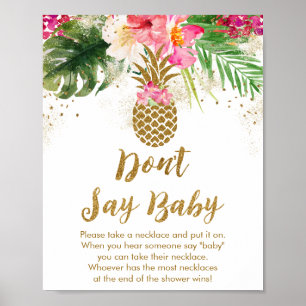 Poster Floral tropical do abacaxi não diz o jogo do beb