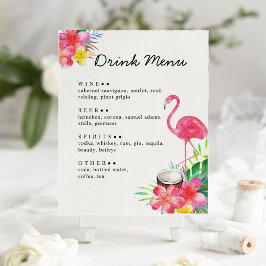 Poster Floral Tropical Paradise Flamingo Drinks Menu