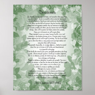 Póster Floral verde prosa dos Desiderata da"