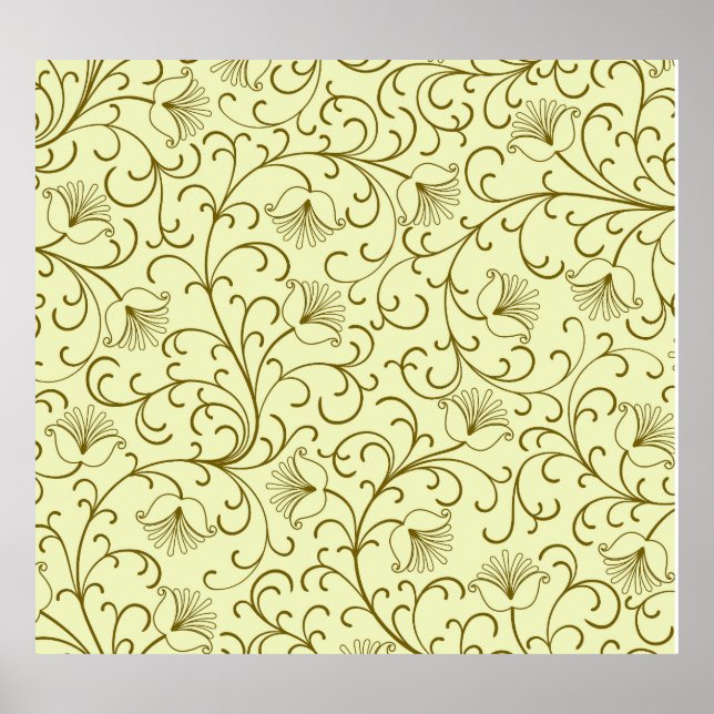 Poster Floral Vintage: Ilustração de Fundo Deslumbrante (Frente)