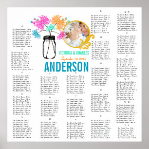 Póster Floral Vintage Modern Mason Jar Seating Chart