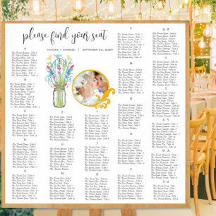 Poster Floral Vintage Modern Mason Jar Seating Chart