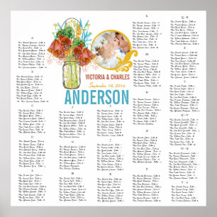 Poster Floral Vintage Modern Mason Jar Seating Chart