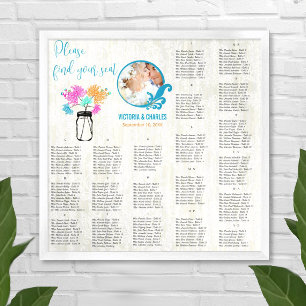 Póster Floral Vintage Rustic Boho Mason Jar Seating Chart