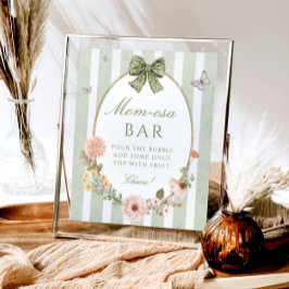 Poster Floral Vintage Sage Chá de fraldas Verde Mãe-Osa B