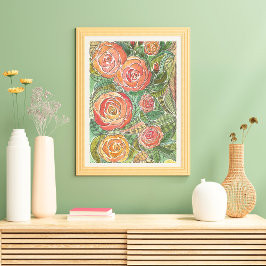 Poster Floral Watercolor Rosa Wall Art