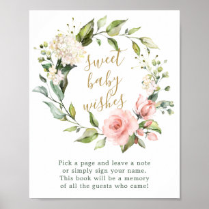 Poster Floral wreath Sweet Baby Deseja Sinal de Livro Con