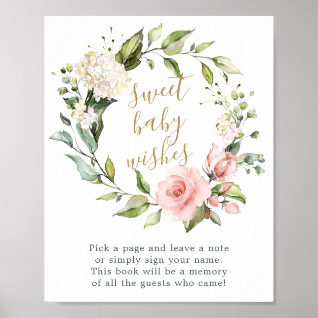Poster Floral wreath Sweet Baby Deseja Sinal de Livro Con (Frente)