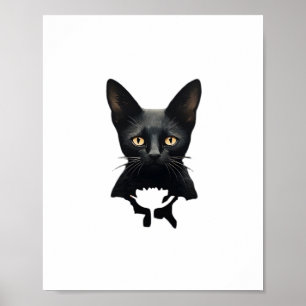 Poster Florals Whimsigoth Gótica Style Gatinho E Poppies