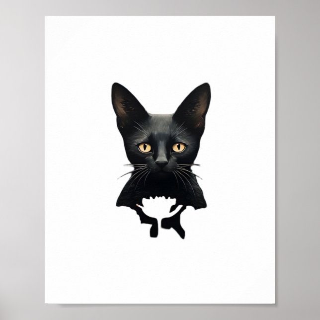 Poster Florals Whimsigoth Gótica Style Gatinho E Poppies (Frente)