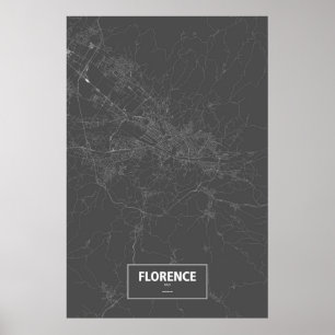 Póster Florença, Italia (branca no preto)