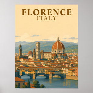 Poster Florença Itália Duomo Viagem Vintage
