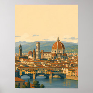 Poster Florença Itália Duomo Viagem Vintage