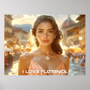 POSTER FLORENÇA - ITÁLIA - EU AMO FLORENÇA