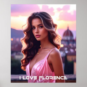 POSTER FLORENÇA - ITÁLIA - EU AMO FLORENÇA