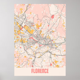 Poster Florença - Mapa da Cidade de Chalk, Itália