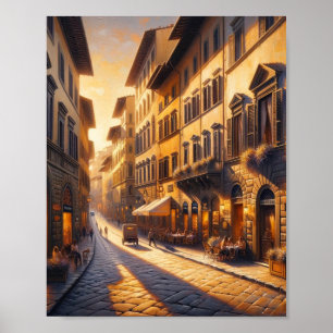 Poster Florença, Rua Itália na Hora do Ouro