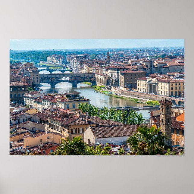Poster Florence cityscape - Ponte Vecchio sobre o rio Arn (Frente)
