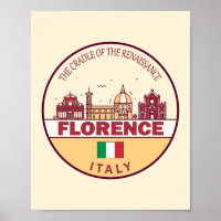 Florence Itália City Skyline Emblem