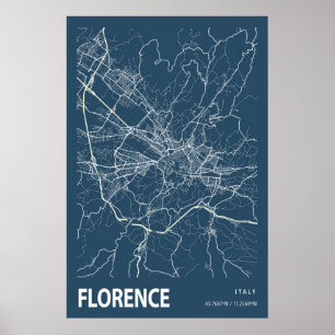 Poster Florence Itália - Mapa da Cidade com Arte Impress