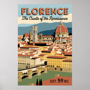 Poster Florence Itália Paisagem Urbana Retrô Viagem