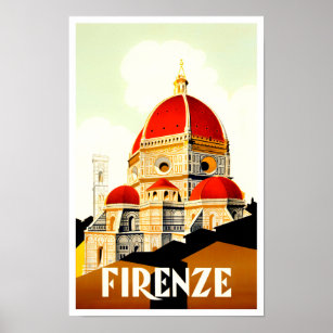 Poster Florence Itália viagens vintage