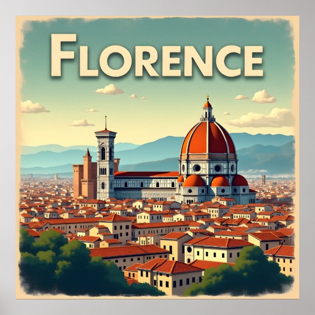 Poster Florence Itália Viagens vintage (Frente)