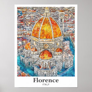 Poster Florence Italy Watercolor Sketch Drach