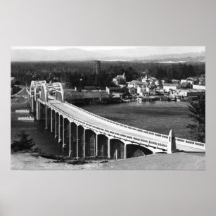 Póster Florence, Oregon Town View e Siuslaw Bridge
