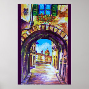 PÓSTER FLORENCE RUA ANTIGA VISTA IGREJA CESTELLO