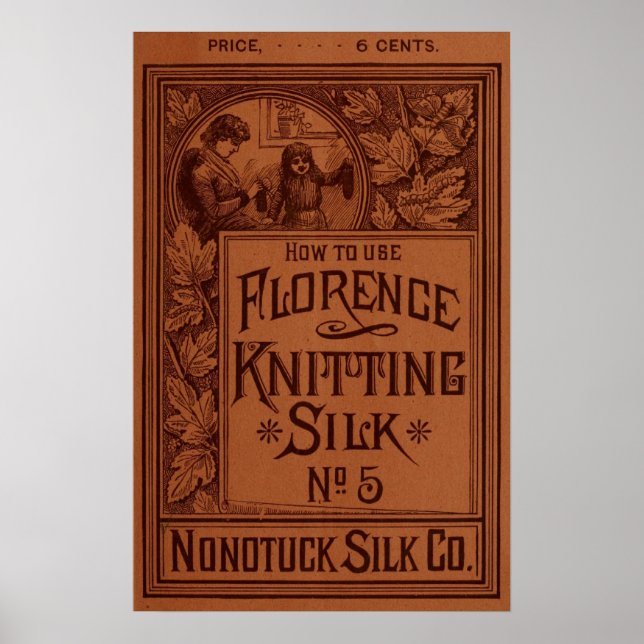Póster Florence tricotando o cobrir da Seda (Frente)