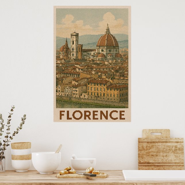 Poster Florence Vintage Travel (Cozinha)