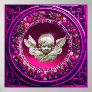 PÓSTER FLORENTINE RENAISSANCE ANGEL PINK FLORAL CROWN