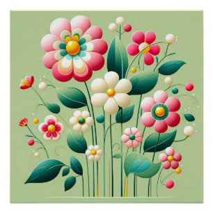 Póster Flores 3d coloridas