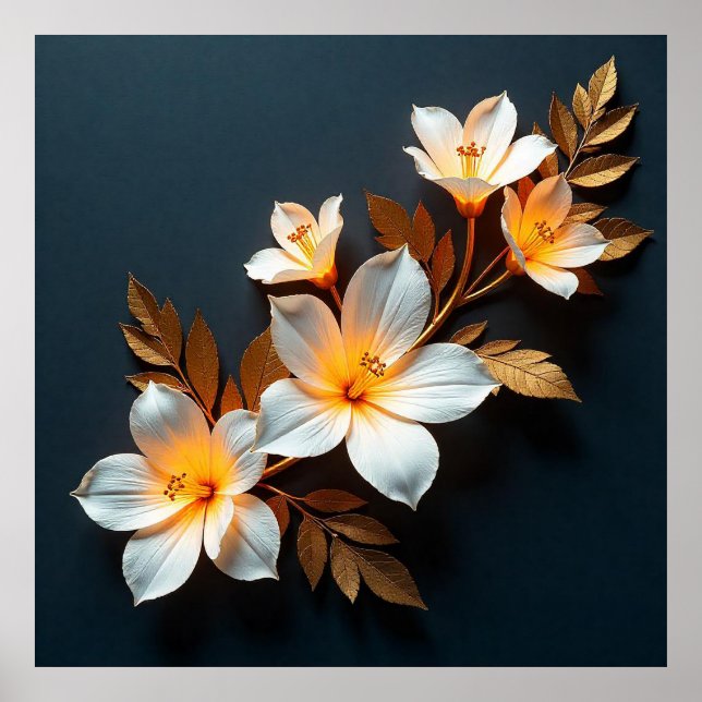 Poster Flores 3d coloridas (Frente)