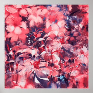 Poster flores abstrato sem costura, estilo de pintura a ó