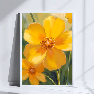 Poster Flores Amarelas Aquarela Flores da Primavera Pinta