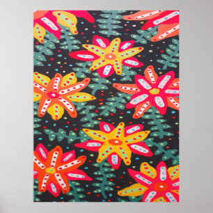Poster Flores Amarelas e Laranja Negros