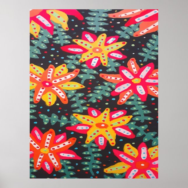 Poster Flores Amarelas e Laranja Negros (Frente)