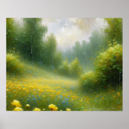 Poster Flores Amarelas em um Dia de Chuva